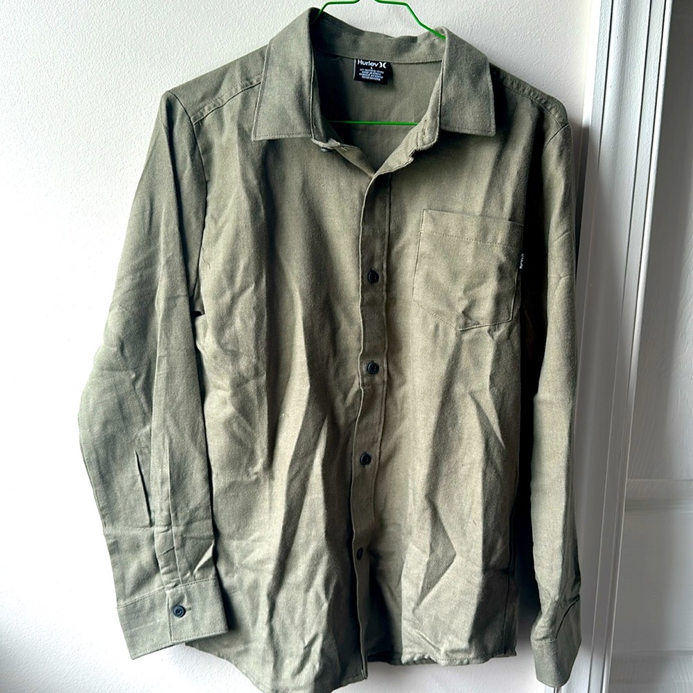 Hurley Boys Button Down Green Plaid